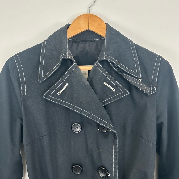 Vintage Massini Black Contrast Stitching Trench Coat - Picture 6 of 8